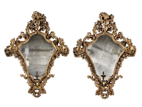 Paar figürliche Barock Spiegel-Leuchter